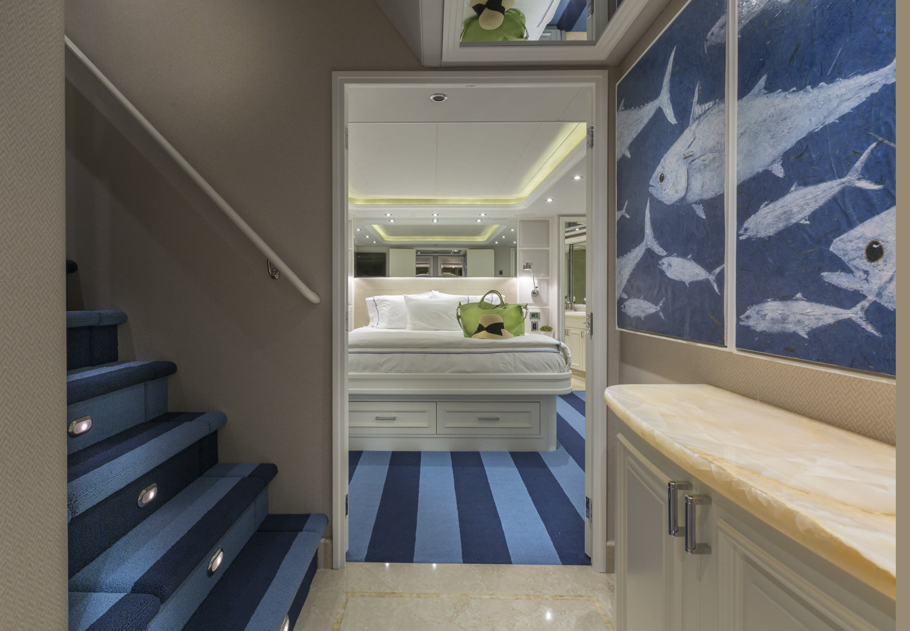 Companionway, after. Yacht interior by M2Develop, Fort Lauderdale
