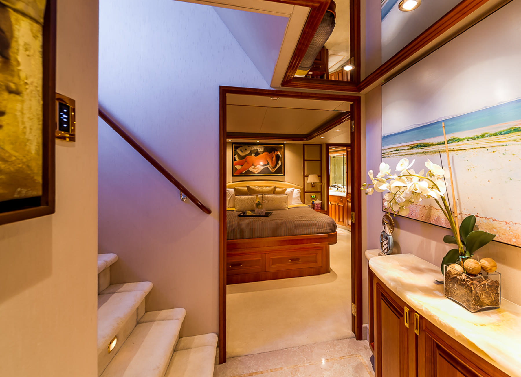 Companionway, before. Yacht interior by M2Develop, Fort Lauderdale