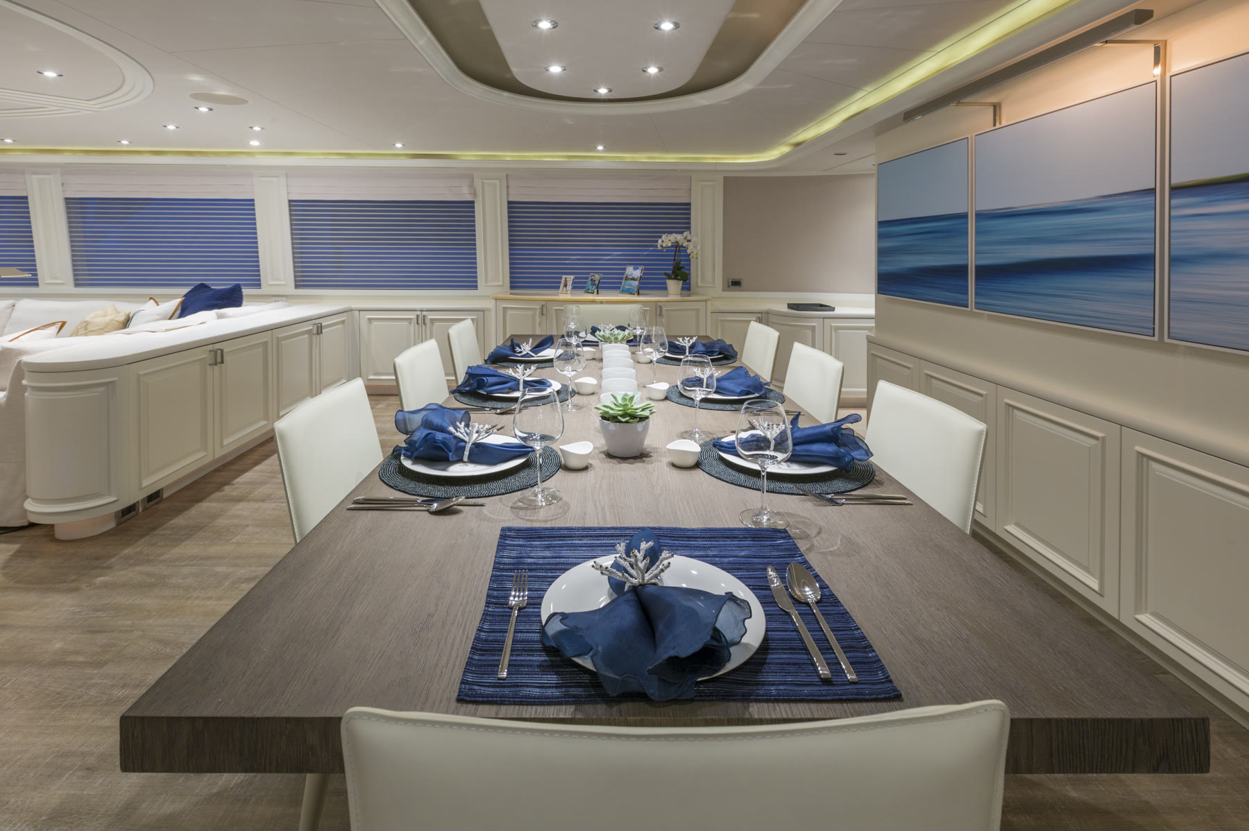 Dining, after. Yacht interior by M2Develop, Fort Lauderdale