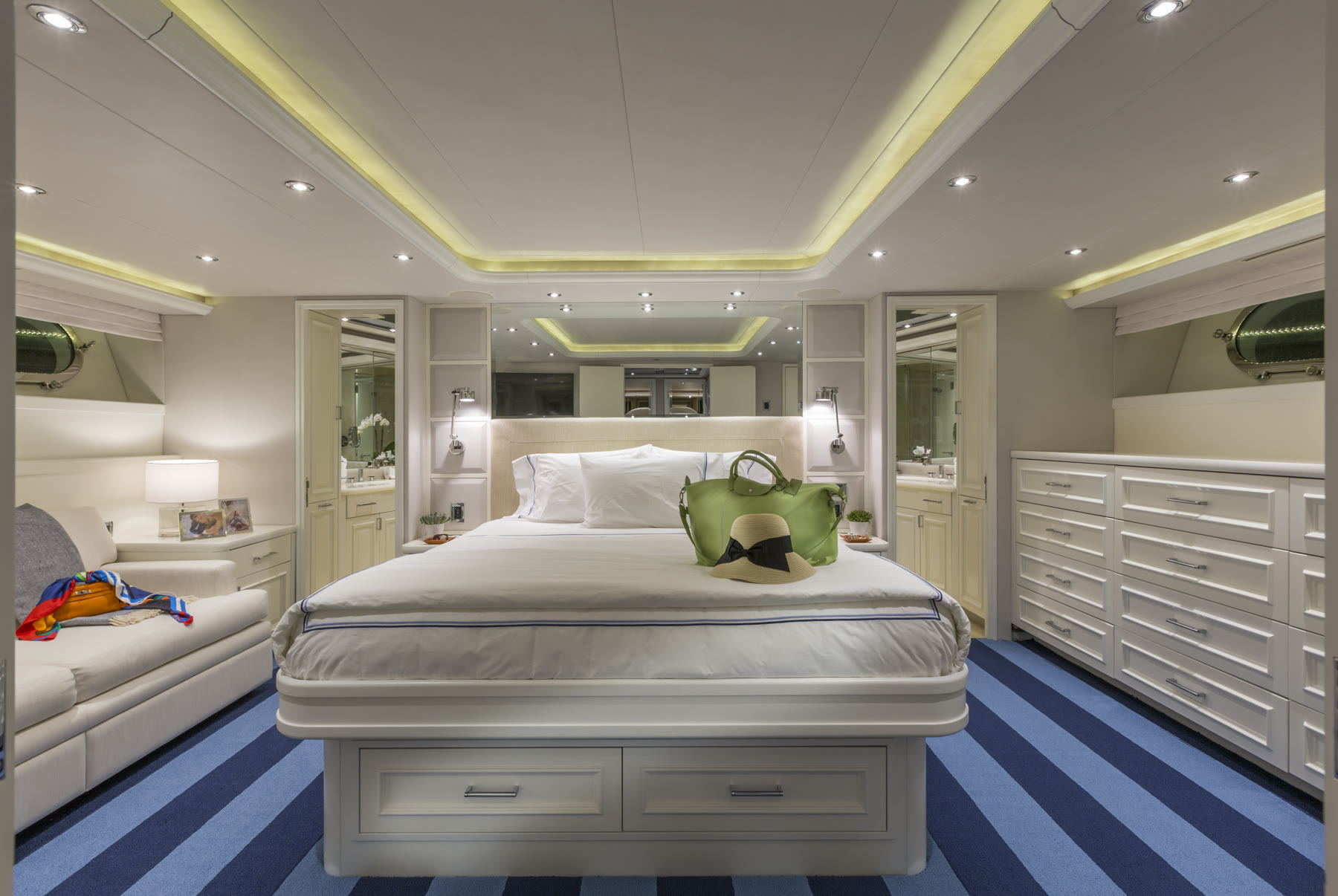 Master cabin (2), after. Yacht interior by M2Develop, Fort Lauderdale