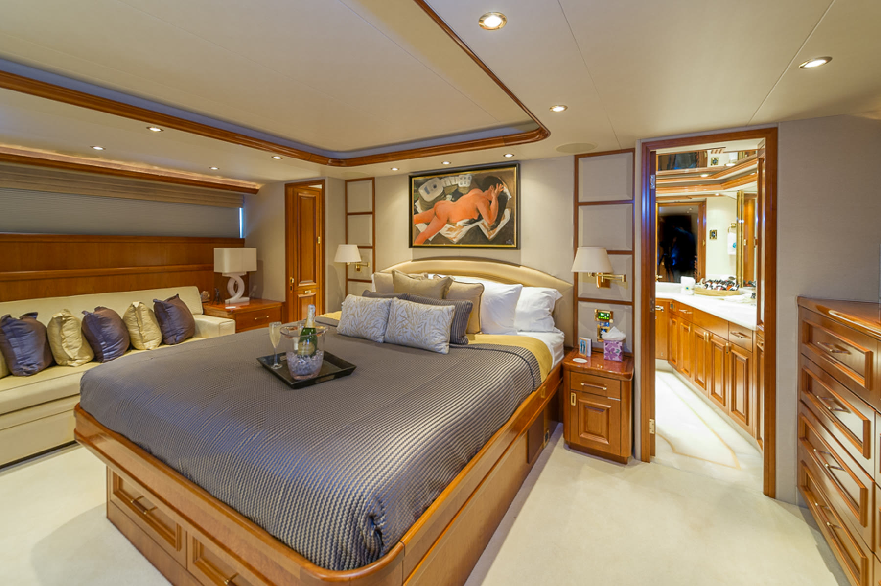 Master cabin, before. Yacht interior by M2Develop, Fort Lauderdale