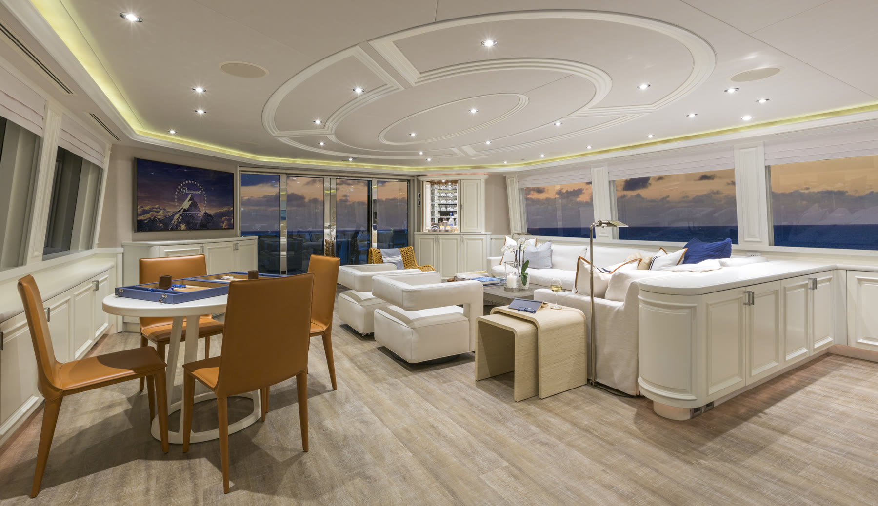 Main salon, after. Yacht interior by M2Develop, Fort Lauderdale