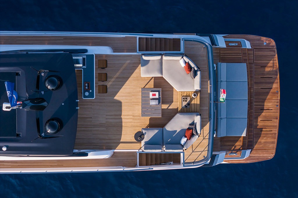 Aft decks, aerial. Yacht exterior by M2Develop, Fort Lauderdale