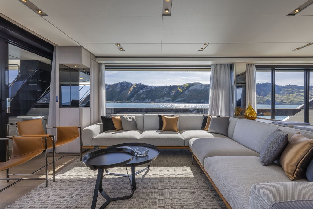 Salon view. Yacht interior by M2Develop, Fort Lauderdale