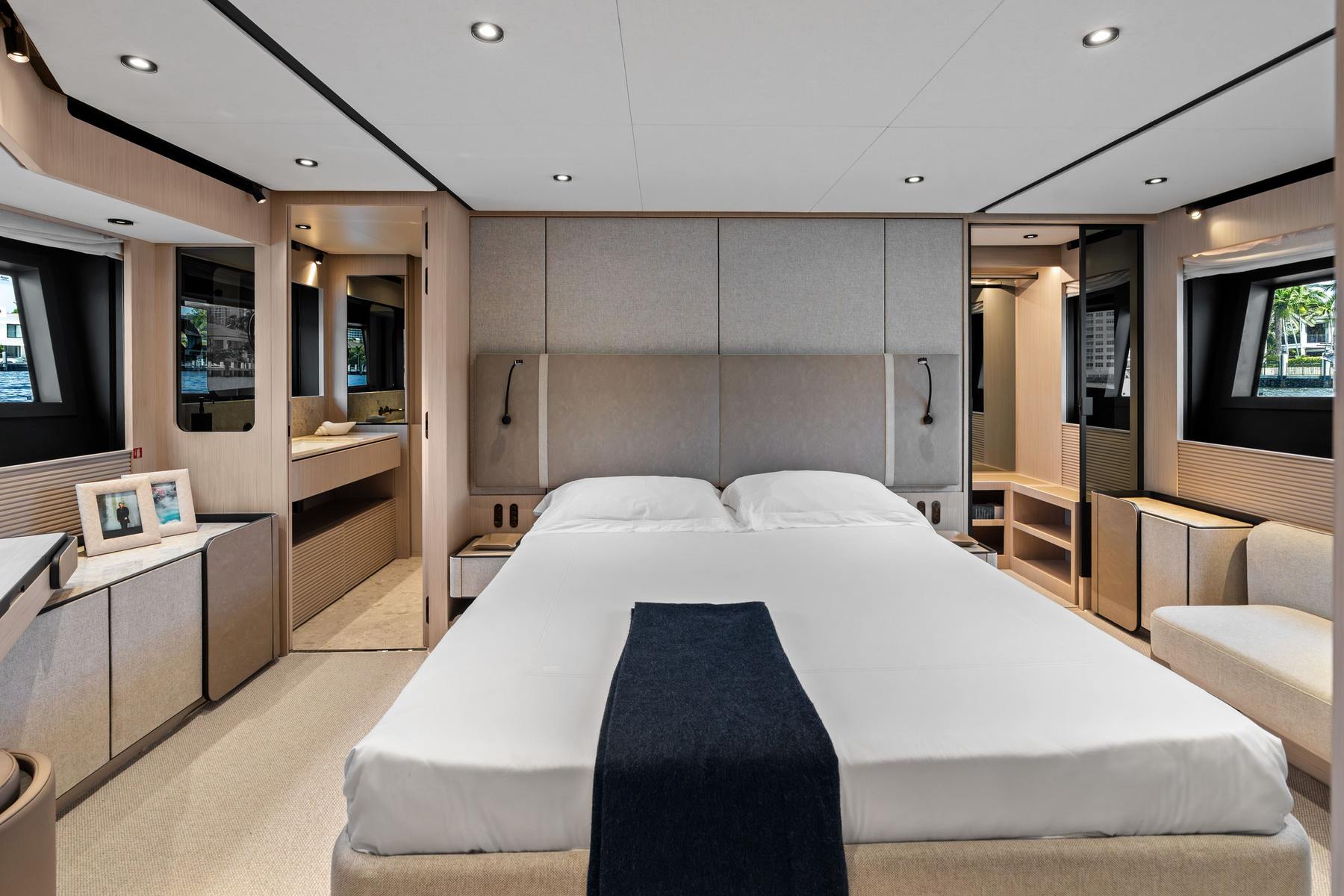 Owner's stateroom. Yacht interior by M2Develop, Fort Lauderdale
