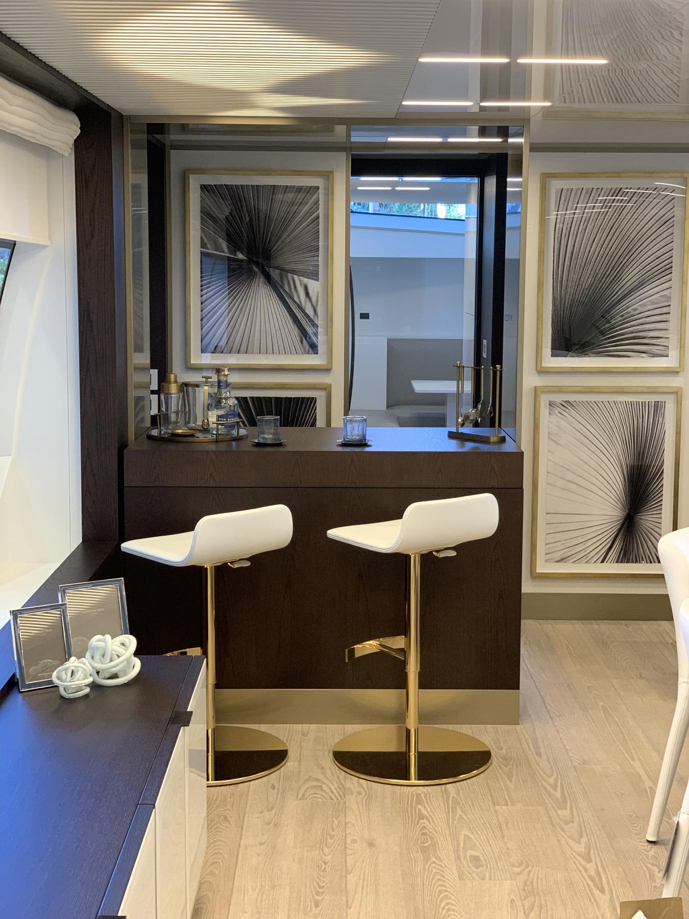 Bar seating. Yacht interior by M2Develop, Fort Lauderdale