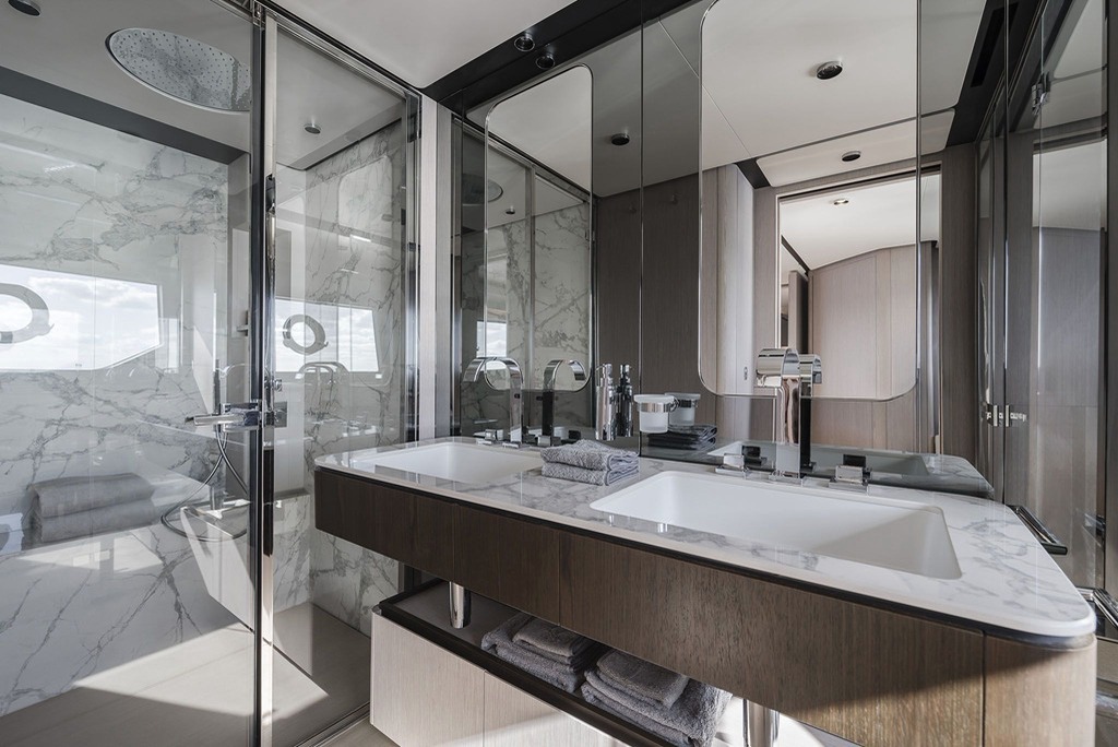 Owner's head. Yacht interior by M2Develop, Fort Lauderdale