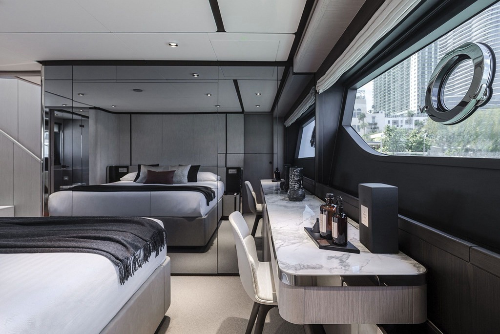 Owner's stateroom. Yacht interior by M2Develop, Fort Lauderdale