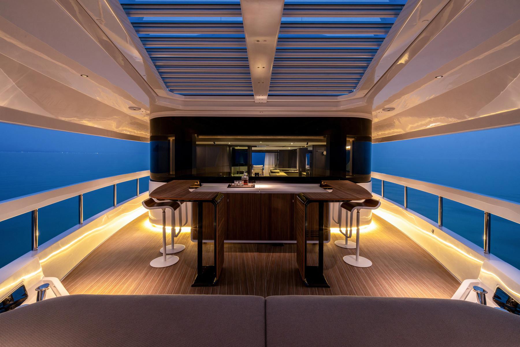 Upper deck bar at blue hour