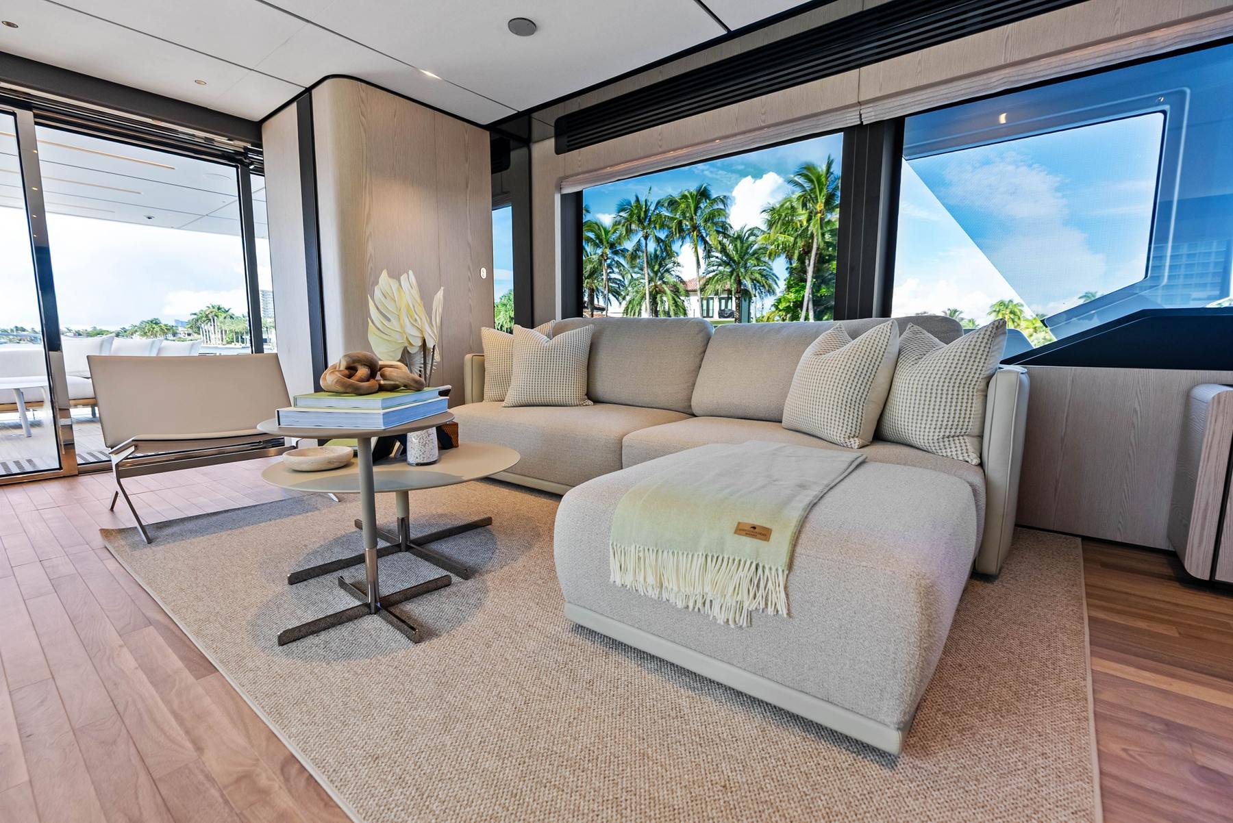 Main salon - garden view. Interior by M2Develop, Fort Lauderdale