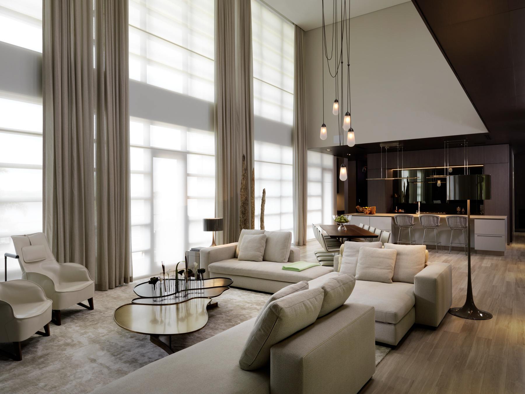 Living Dining and Kitchen Shades Down. Residence by M2Develop