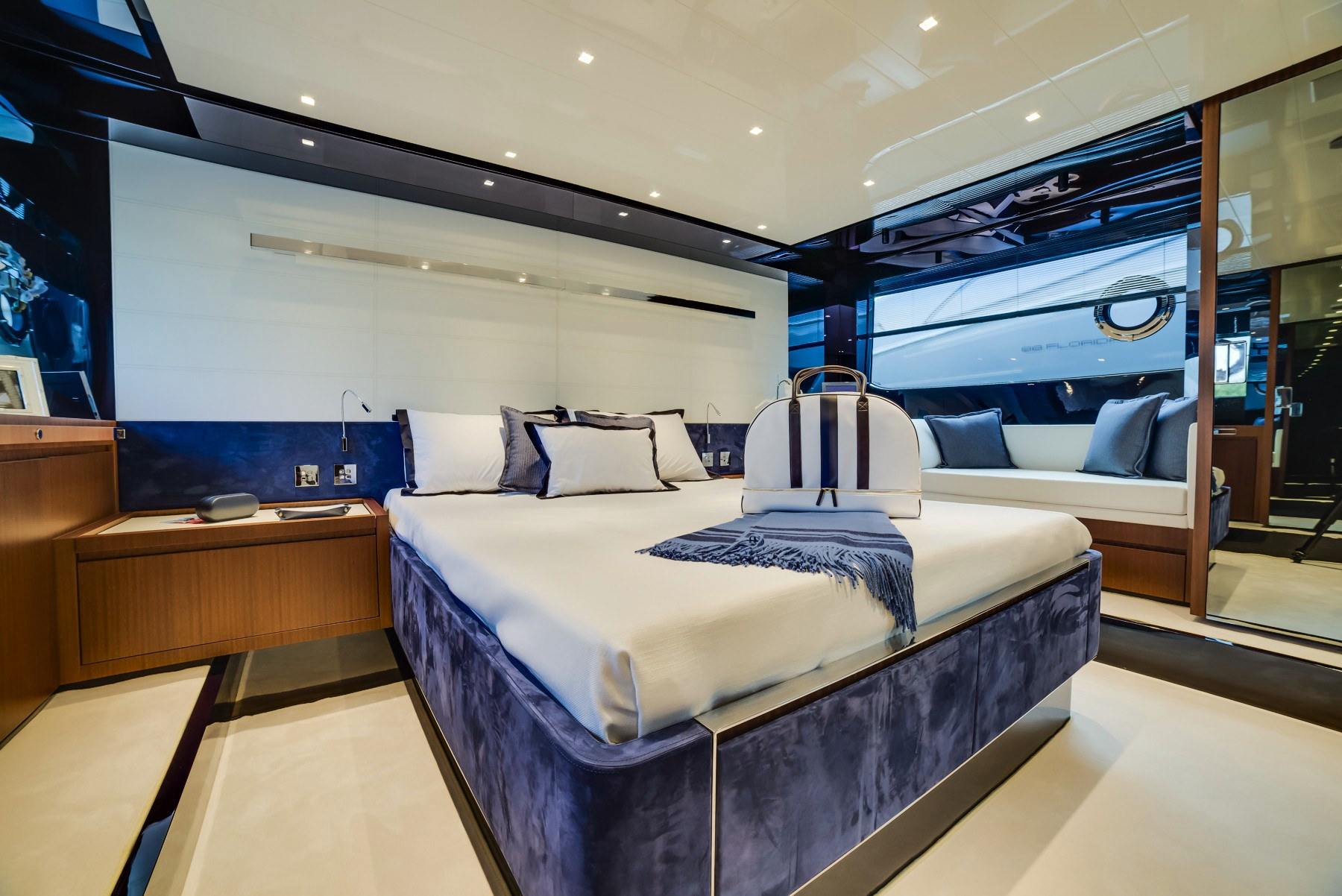 Master cabin. Yacht interior by M2Develop, Fort Lauderdale