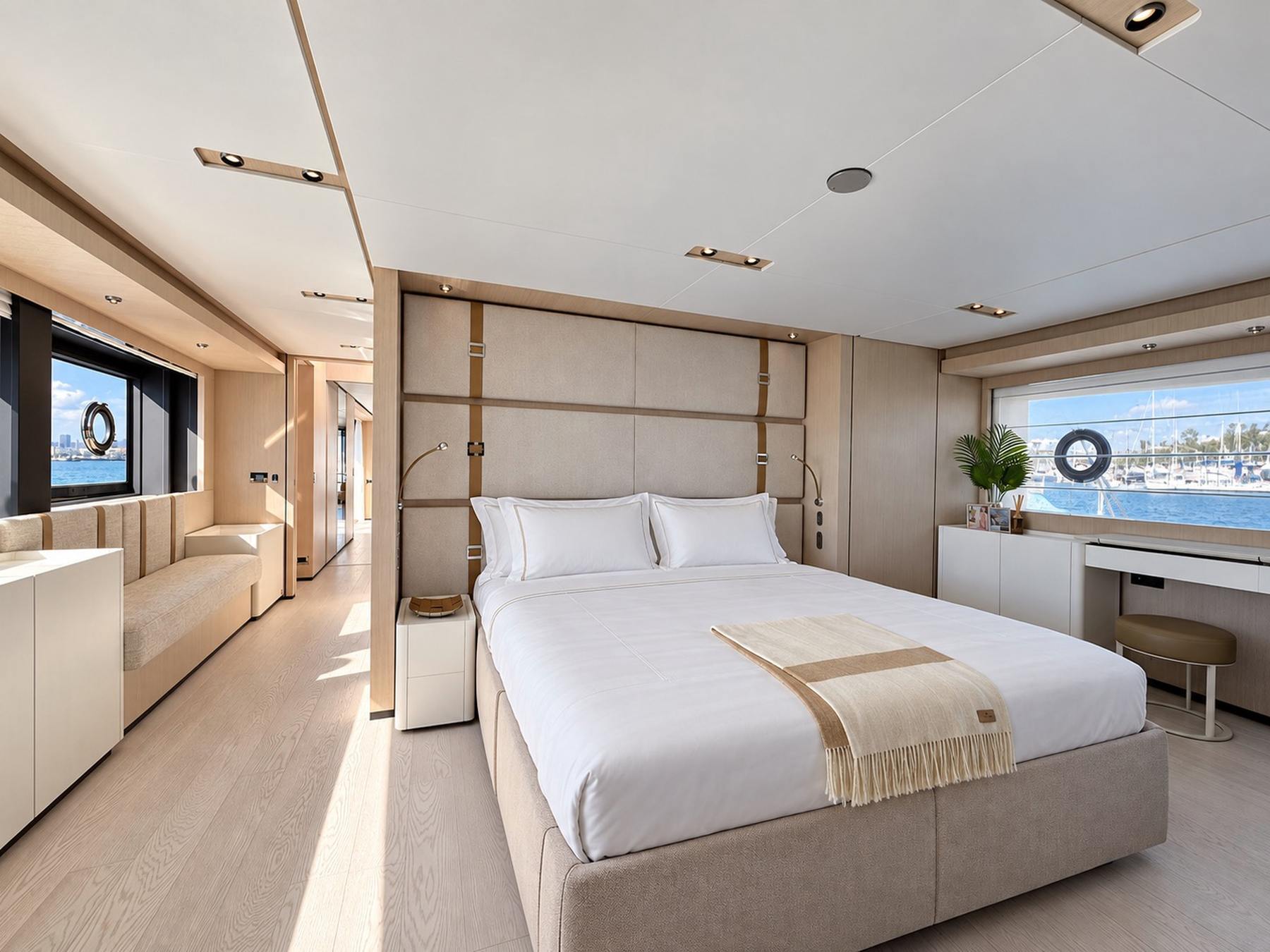 Owner stateroom. Yacht interior by M2Develop, Fort Lauderdale